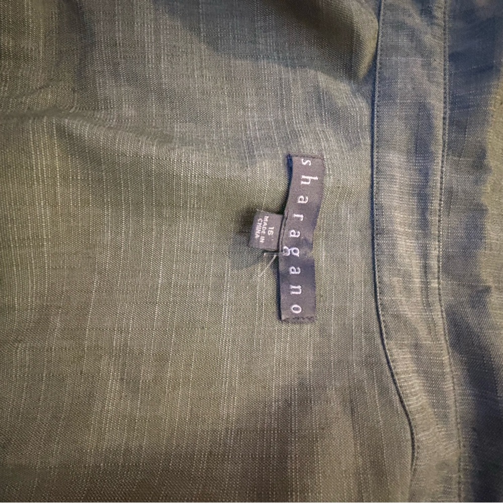 Sharagano Olive Green Belted Dress - Picture 6 of 7